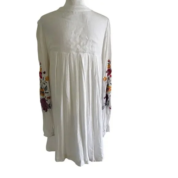 Free People Mia Gauze Embroidered Mini Dress White Boho Tunic L Boho Festival - Picture 4 of 10